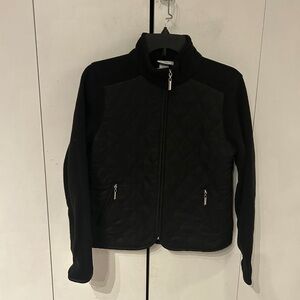 Mandarin Blue Elegant Black Women's Quilted Jacket